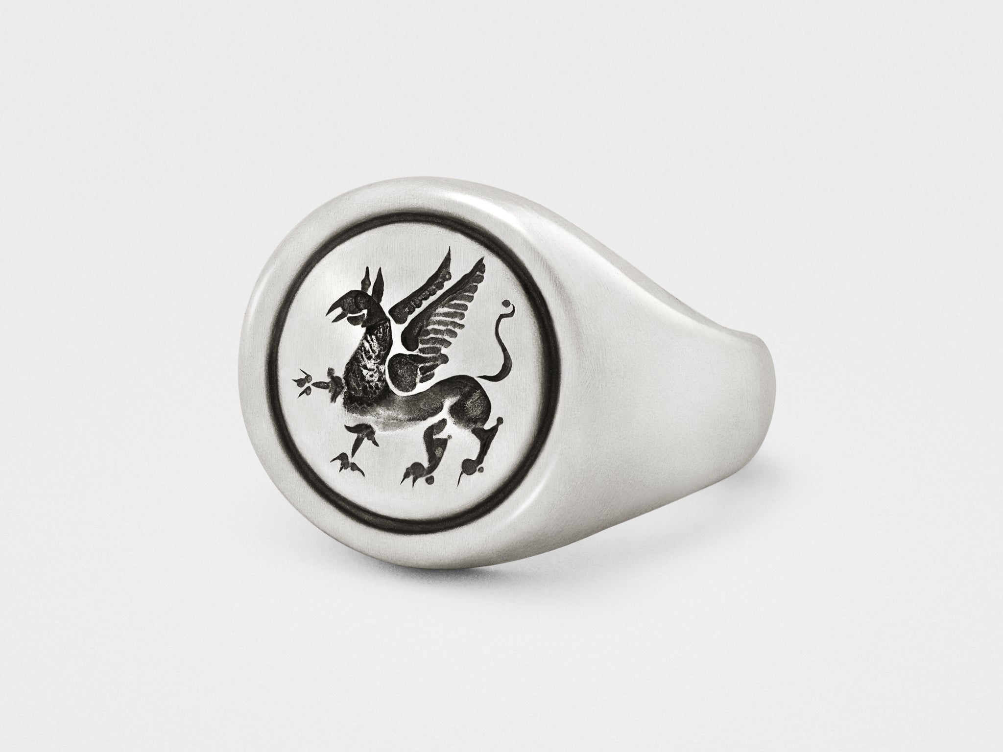 Anello con sigillo Griffin in argento